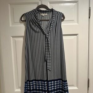 Max Studio Navy and Blue Patterned Midi Dress